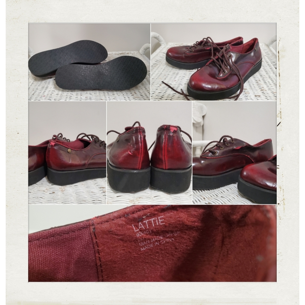 ✨BOGO FREE✨ Grunge Distressed Oxblood Red Burgundy Platform Shoes FAIR - Picture 4 of 5